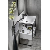 Sapho SKA konzola pod umývadlo so zásuvkou 600x850x460mm, čierna mat/biela lesk SKA601