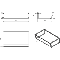 Sapho SKA konzola pod umývadlo 750x200x460mm, čierna mat SKA202