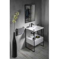 Sapho SKA konzola pod umývadlo so zásuvkou 600x850x460mm, čierna mat/biela lesk SKA601