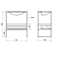 Sapho SKA konzola pod umývadlo so zásuvkou 750x850x460mm, čierna mat/biela lesk SKA602