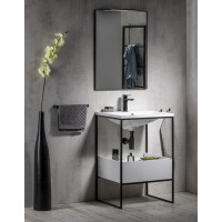 Sapho SKA konzola pod umývadlo so zásuvkou 600x850x460mm, čierna mat/biela lesk SKA601