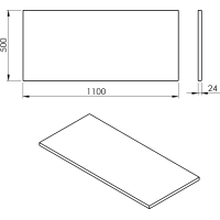 Sapho PLATO doska Rockstone 1100x24x500mm, biela mat PL110-0101