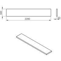 Sapho AVICE doska 220x36cm, cement AV2267