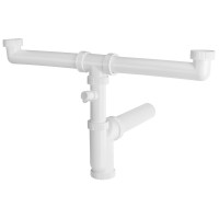 Bruckner Drezový sifón s odbočkou 6/4", pre dvojdrez, práčková odbočka, DN50, biela 155.133.0