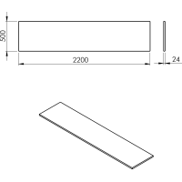 Sapho PLATO doska Rockstone 2200x24x500mm, biela mat PL220-0101