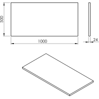 Sapho PLATO doska Rockstone 1000x24x500mm, biela mat PL100-0101