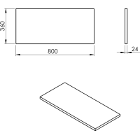 Sapho PLATO doska Rockstone 800x24x360mm, biela mat PL086-0101