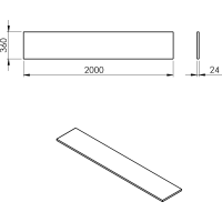 Sapho PLATO doska Rockstone 2000x24x360mm, biela mat PL206-0101