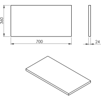 Sapho PLATO doska Rockstone 700x24x360mm, biela mat PL076-0101