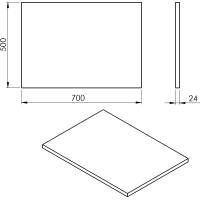 Sapho PLATO doska Rockstone 700x24x500mm, biela mat PL070-0101