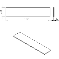 Sapho PLATO doska Rockstone 1700x24x360mm, biela mat PL176-0101