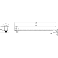 Aqualine Sprchové ramienko hranaté nízke, 404mm, chróm TQ043
