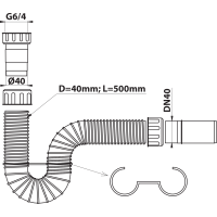 Bruckner FLEXY drezový sifón flexibilný 6/4", odpad 40mm, biela 155.183.0