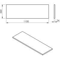 Sapho PLATO doska Rockstone 1100x24x360mm, biela mat PL116-0101