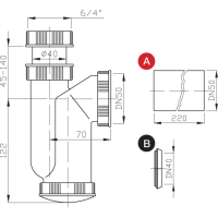 Bruckner Drezový sifón 6/4", DN50, biela 155.115.0