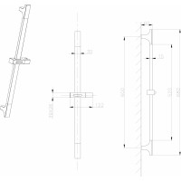 Sapho Sprchová tyč, posuvný držiak, 680mm, ABS / zlato mat 1206-07GB