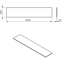 Sapho PLATO doska Rockstone 2400x24x500mm, biela mat PL240-0101