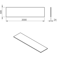 Sapho PLATO doska Rockstone 2000x24x500mm, biela mat PL200-0101