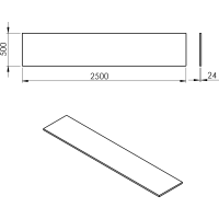 Sapho PLATO doska Rockstone 2500x24x500mm, biela mat PL250-0101