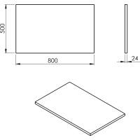 Sapho PLATO doska Rockstone 800x24x500mm, biela mat PL080-0101