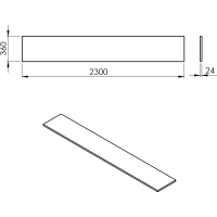 Sapho PLATO doska Rockstone 2300x24x360mm, biela mat PL236-0101