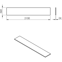 Sapho PLATO doska Rockstone 2100x24x360mm, biela mat PL216-0101