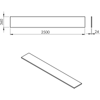 Sapho PLATO doska Rockstone 2500x24x360mm, biela mat PL256-0101