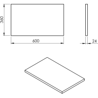 Sapho PLATO doska Rockstone 600x24x360mm, biela mat PL066-0101