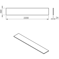 Sapho PLATO doska Rockstone 2200x24x360mm, biela mat PL226-0101