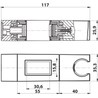 Sapho Držiak pre sprchovú tyč 30x15mm, ABS/čierna mat NDSC615