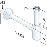 Bruckner CRONO umývadlový sifón 5/4", odpad 32mm, biela 151.108.0