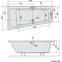 Polysan ANDRA L asymetrická vaňa 170x90x45cm, biela mat 81111.11