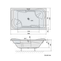 Polysan DUO obdĺžniková vaňa s konštrukciou 200x120x45cm, biela 16211