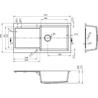 Sapho Granitový vstavaný drez s odkvapom, 97x50cm, čierna GR1614