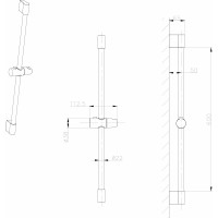 Sapho Sprchová tyč, posuvný držiak, guľatá, 708mm, ABS/čierna mat 1202-02B