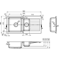 Sapho Granitový vstavaný drez s odkvapom a vaničkou, 96x48cm, béžová GR1332