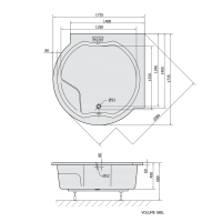Polysan ROYAL CORNER guľatá vaňa s konštrukciou 173x173x49cm, biela 74211