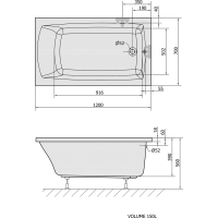 Polysan LILY SLIM obdĺžniková vaňa 120x70x39cm, biela 25111S