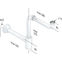 Bruckner CRONO umývadlový sifón šetriaci miesto, 5/4", odpad 32mm, biela 151.124.0