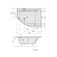 Polysan TANDEM R asymetrická vaňa 170x130x50cm, biela 97611