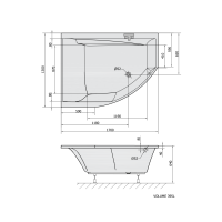 Polysan TANDEM L asymetrická vaňa 170x130x50cm, biela 96611