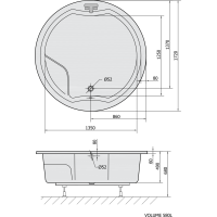 Polysan ROYAL ROUND guľatá vaňa s konštrukciou 172x172x49cm, biela 73211