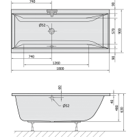 Polysan CLEO obdĺžniková vaňa 180x90x48cm, biela mat 13111.11