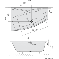 Polysan EVIA L asymetrická vaňa 170x100x47cm, biela 21611