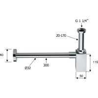 Sapho Umývadlový sifón 5/4", odpad 32mm, hranatý, zlato mat SI419
