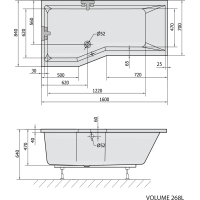 Polysan VERSYS L asymetrická vaňa 160x84x70x47cm, biela 14611