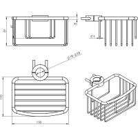 Sapho SMART drôtená polička na sprchovú tyč 18-25mm, chróm 76260
