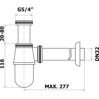 Bruckner Umývadlový sifón 5/4", DN32mm nízky, chróm 151.211.1