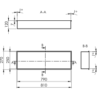 Polysan INSERTA zapustená polica do obkladu, 810x270 mm, nerez, antracit 1301-82B