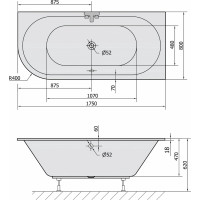 Polysan VIVA R SLIM asymetrická vaňa 175x80x47cm, biela 78119S